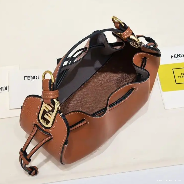 Affordable In Bucket Fendi Pomodorino Brown Calf Leather Bag Mini 0630